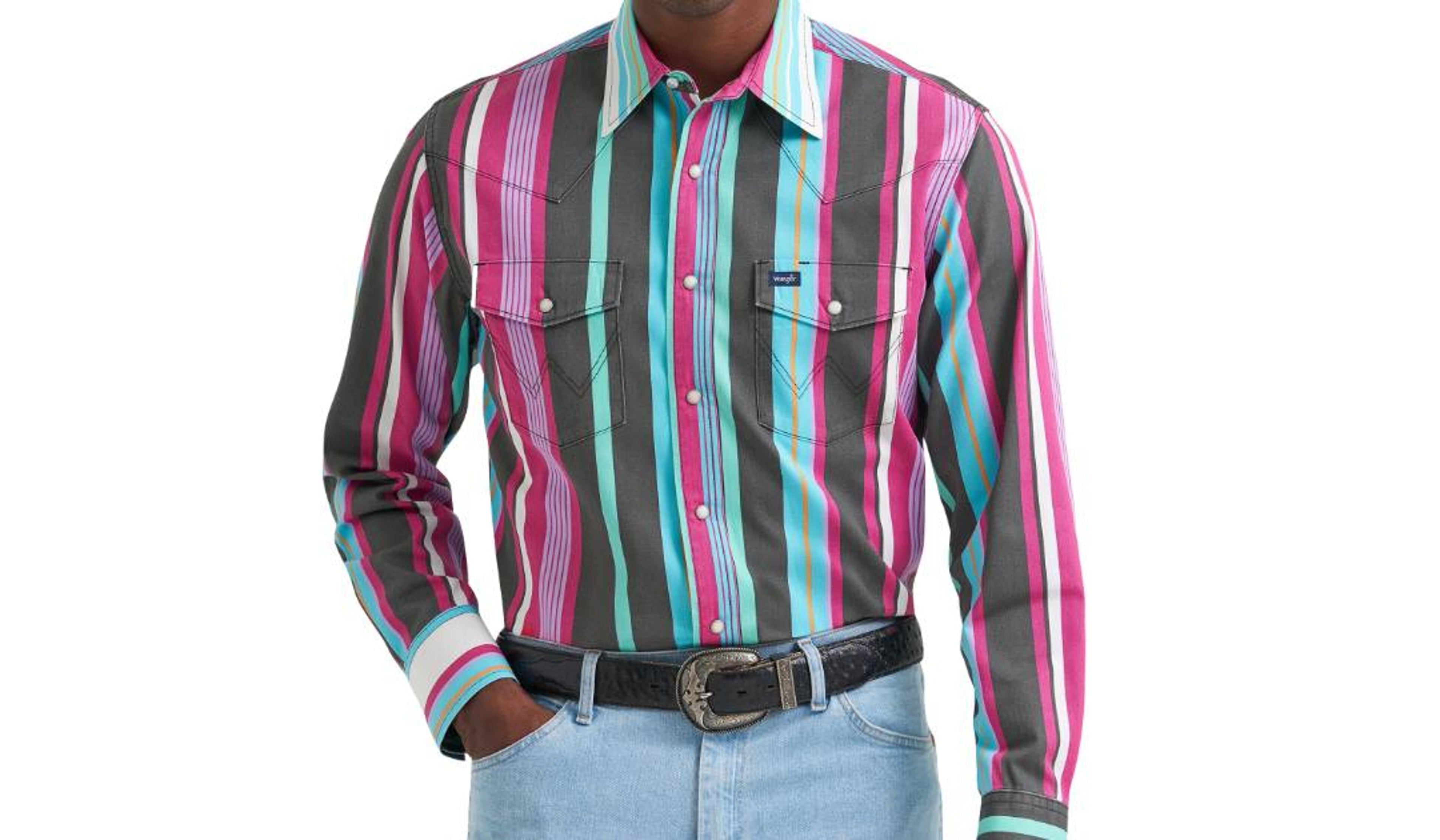 Wrangler Mens Vtg Ls Brushpopper Snp-112379230
