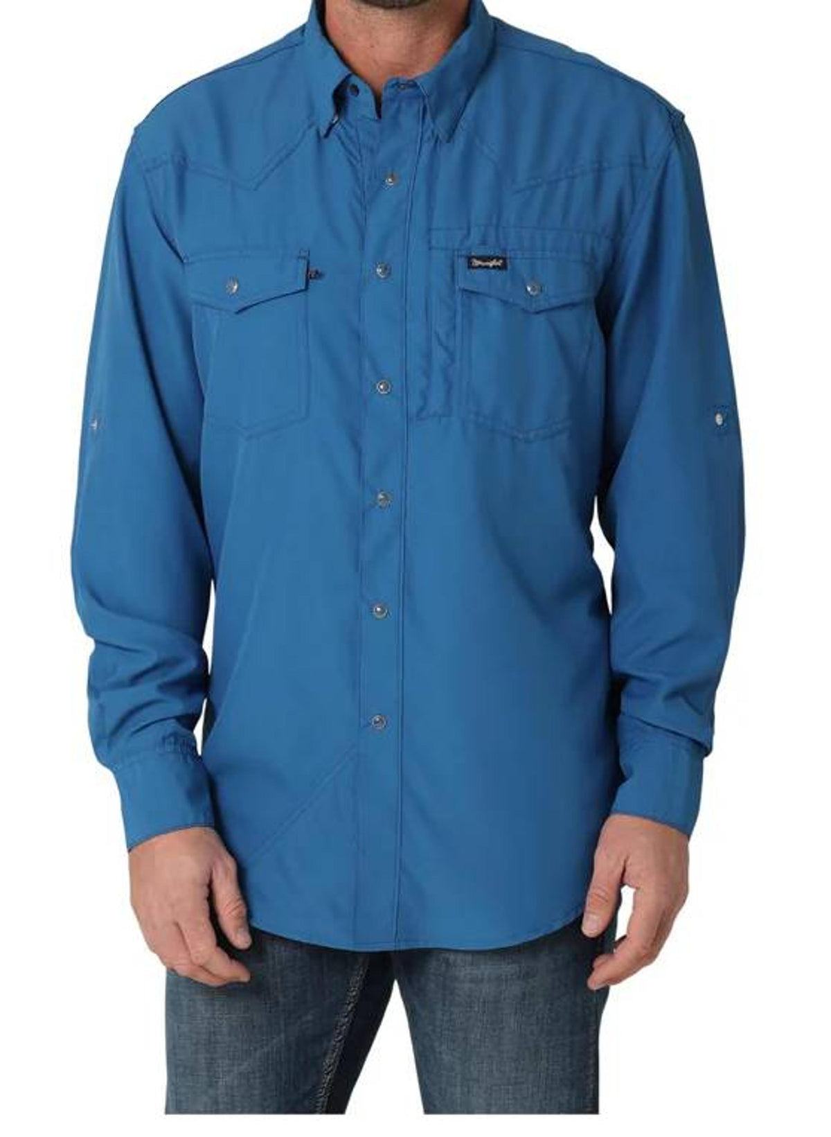 Wrangler Mens Western Mens Performance Solid Ls-112323767