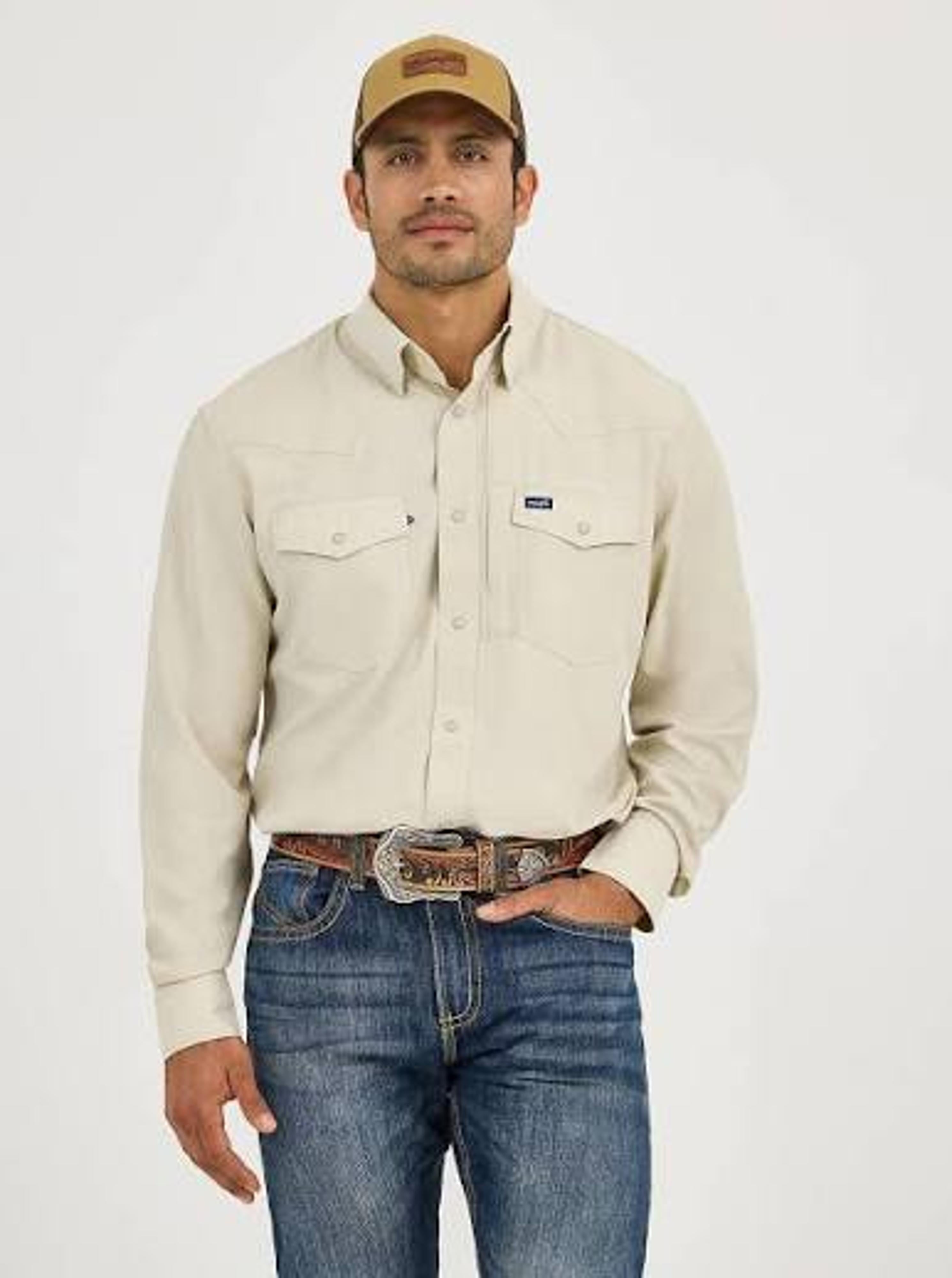 Wrangler Mens Western Mens Performance Solid Ls-112323768