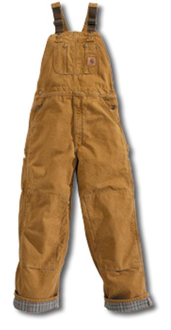 Carhartt Mens Sandstone Bib Flannel Lined-R42BRNIRR
