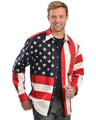 Scully Mens Leather Embroidered Star Stripe-RW029RED