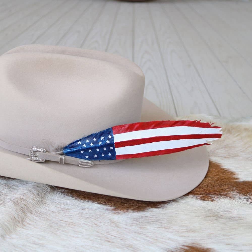 Willow Lane Hat Co.  American Flag Painted Turkey Hat Feather - WL-USAfeather