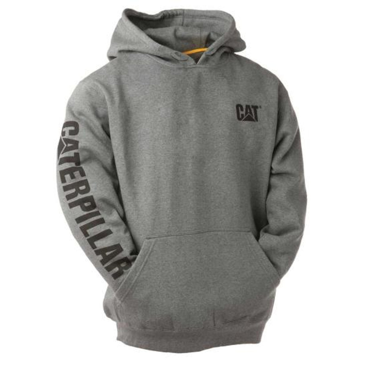 Caterpillar Mens Gray Trademark Banner Hooded Sweatshirt-1910709-004