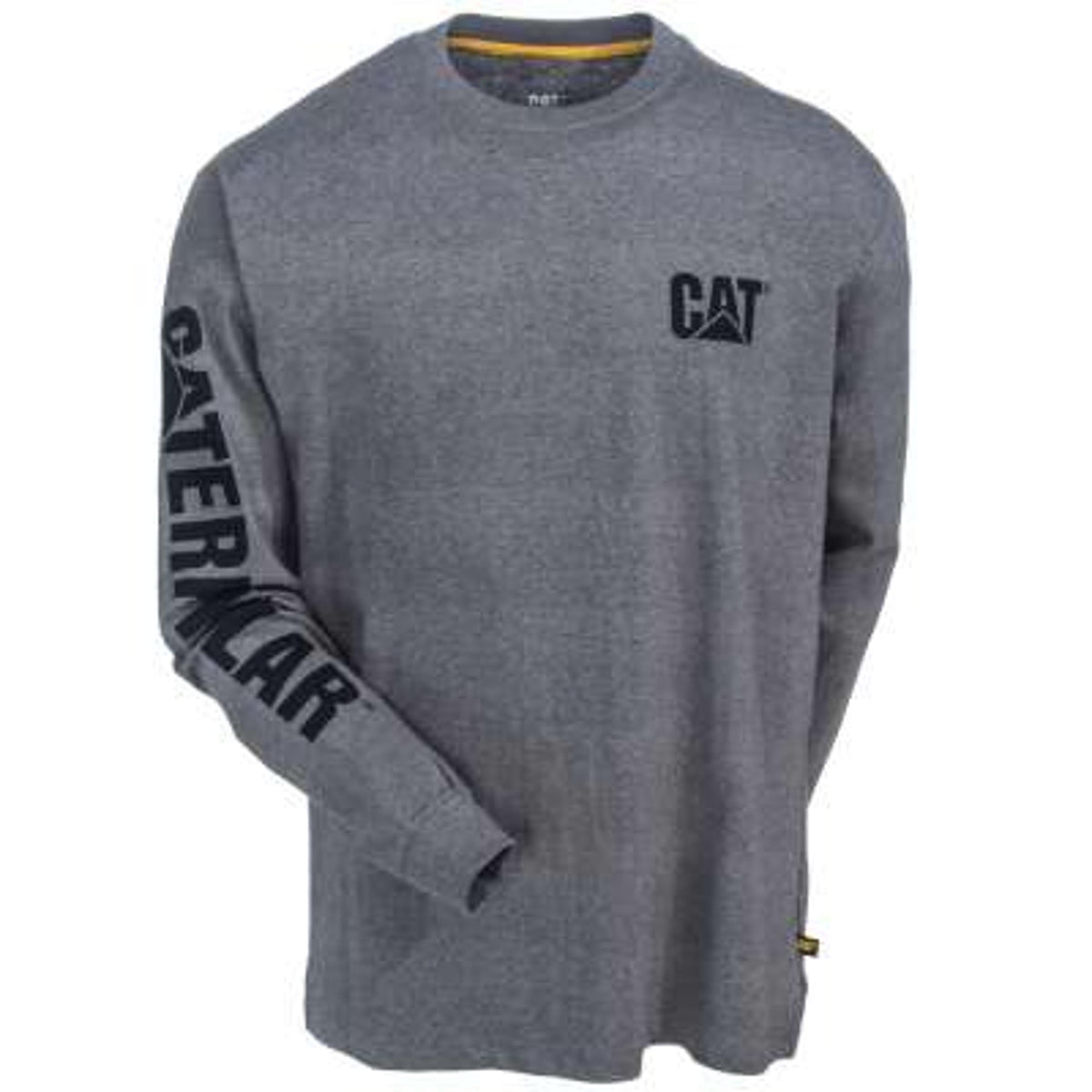 Caterpillar Mens Gray Trademark Banner Long Sleeve Tee-1510034-004