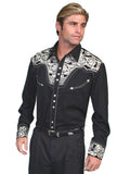 Scully Mens Floral Tooled Shoulders Shirt-P-634SL