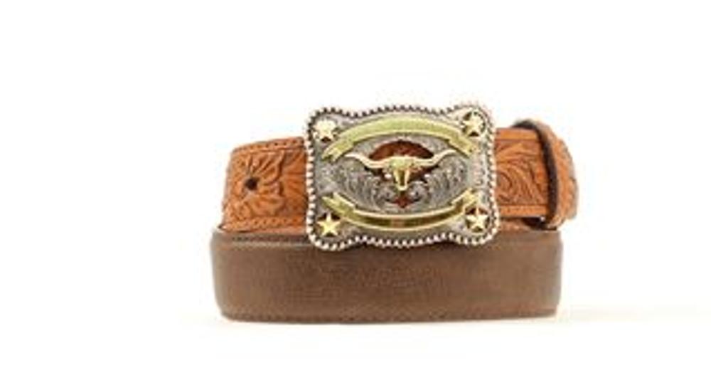 M&F Western Kids Brown Tooled Belt