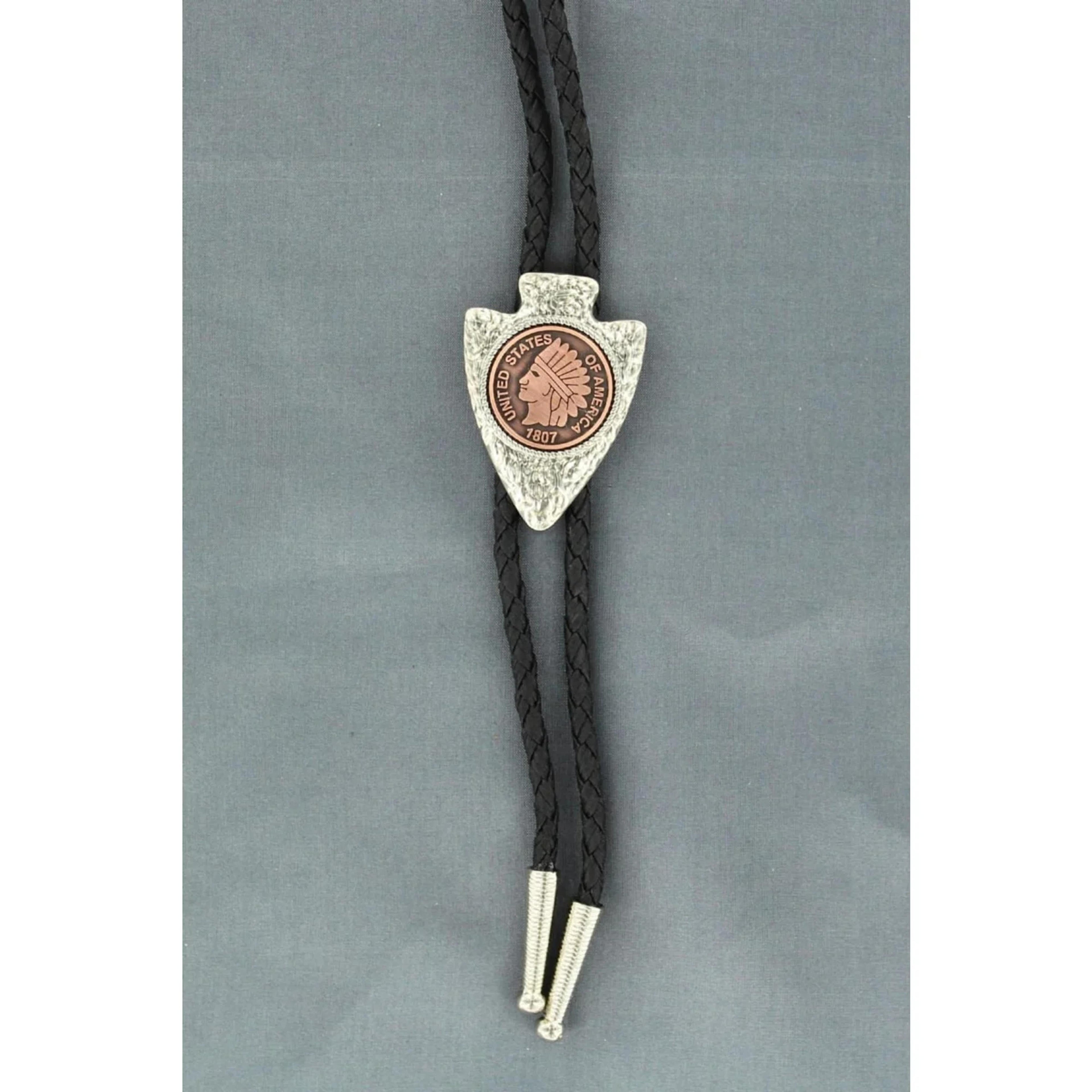 M and F Western Double S Arrowhead Coin Bolo Tie - Mens