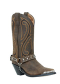 Almax Brown With Studs And Stones Boot Straps-404-ST-BRO
