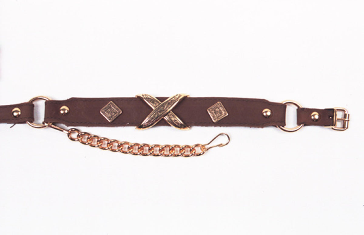Almax Brown With Gold Plated Conchos Boot Straps-561-BR-X-GDV