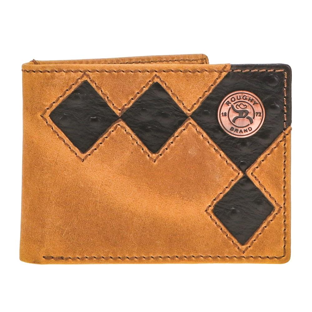 Hooey Shiloh Diamond Patchwork Cutout Front Pocket Bi-Fold Wallet With Black Ostrich-RFBF006-BRBK