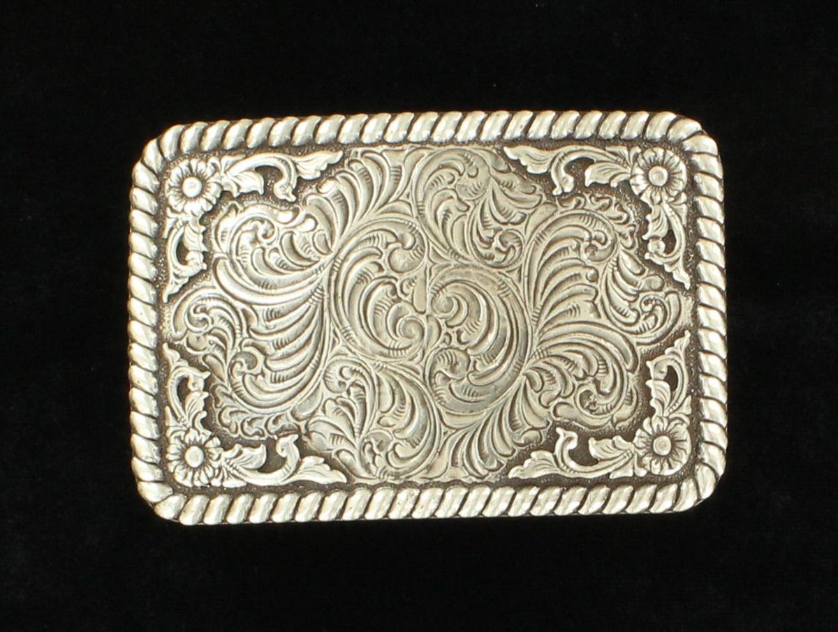 Nocona Engraved Scroll Rectangle Belt Buckle 37120 - view 1