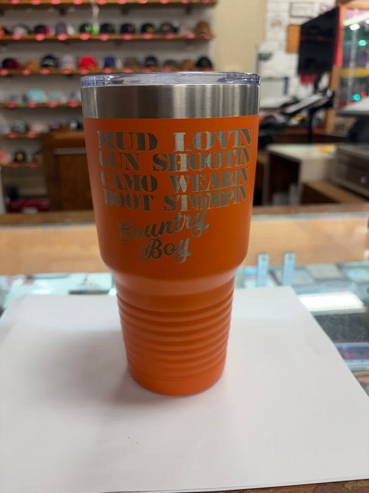 Edge Designs Country Boy Orange 30 Oz Cup-CBCORG