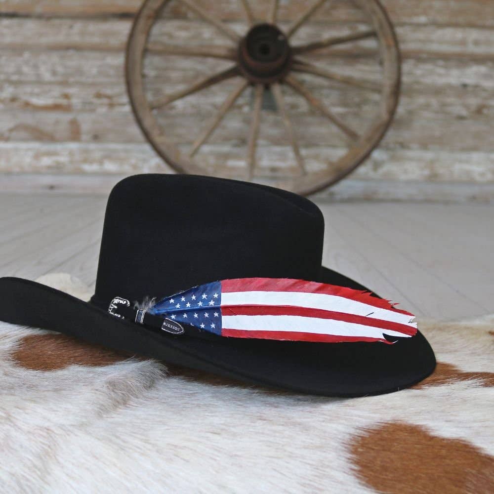 Willow Lane Hat Co.  American Flag Painted Turkey Hat Feather - WL-USAfeather