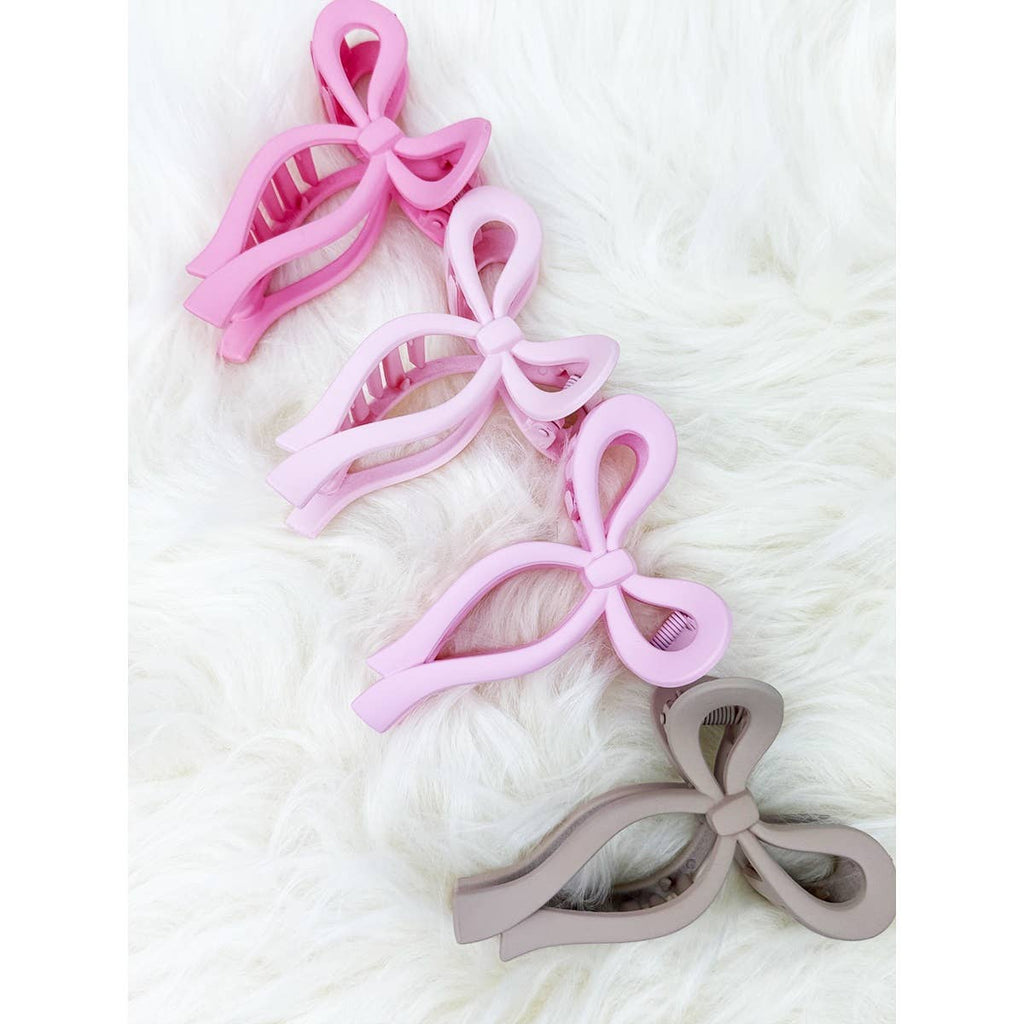Love And Repeat Pink And Taupe Bow Hair Claw Clip LRSRCJHC471BW - view 2