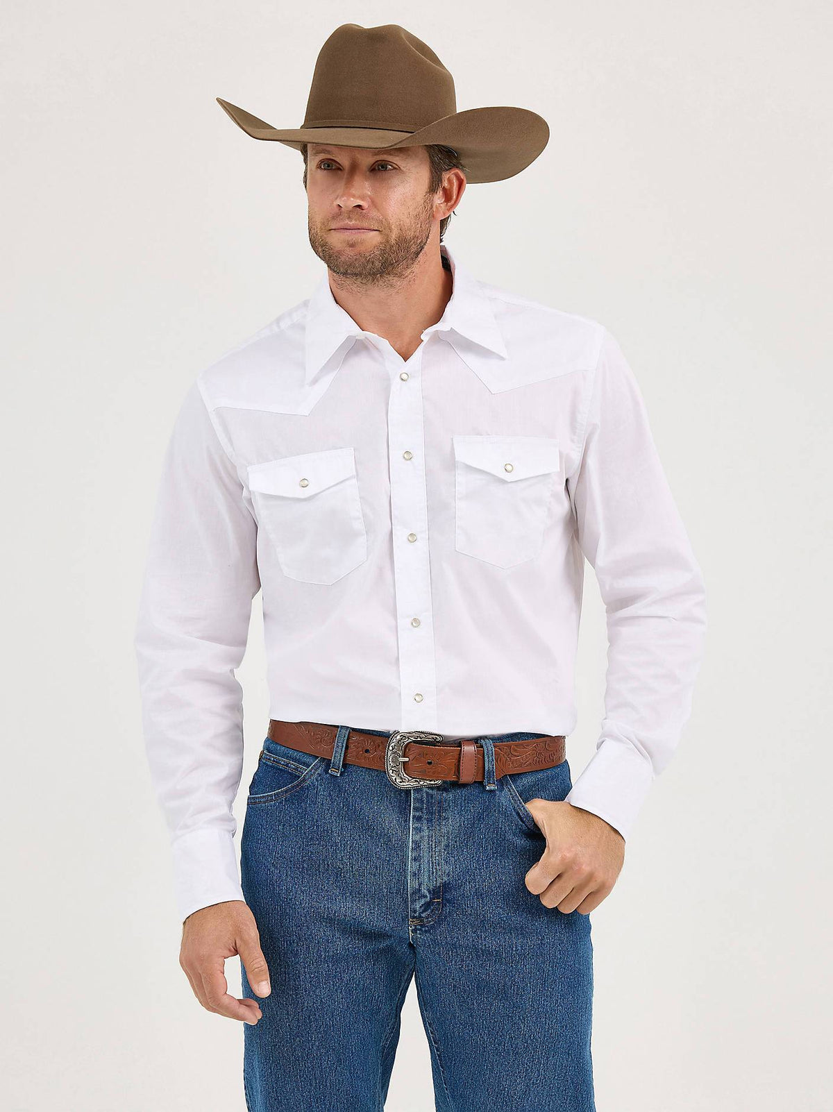 Wrangler Solid White Shirt-71105WHT