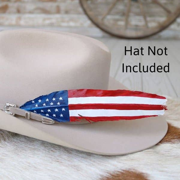 Willow Lane Hat Co.  American Flag Painted Turkey Hat Feather - WL-USAfeather