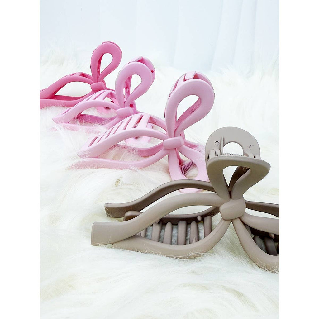 Love And Repeat Pink And Taupe Bow Hair Claw Clip LRSRCJHC471BW - view 13