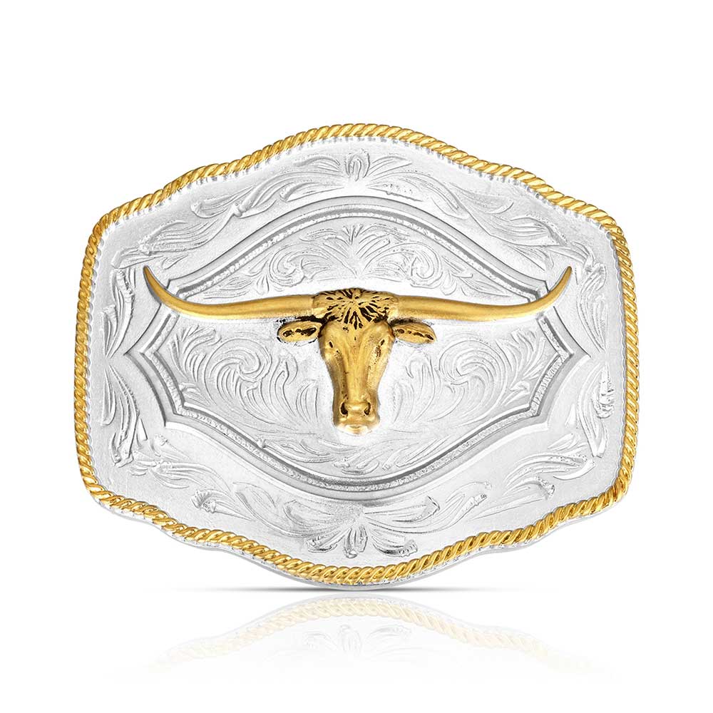 Montana Silversmiths On the Range Longhorn Buckle - A1079P