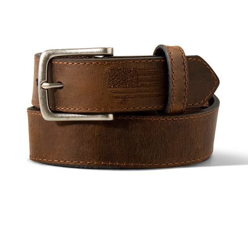Ariat Kids Boys Belt 1 1/4 Stitch Usa Flag Shield Brown A1307402 - view 2