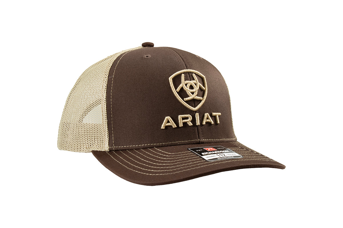Ariat Mens Richardson 112 Shield Logo Mesh Snapback Cap Brown A300003102 - view 2