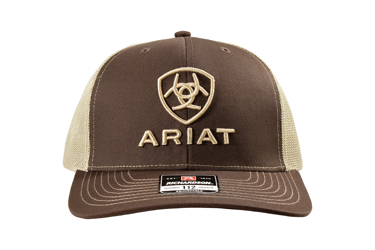 Ariat Mens Richardson 112 Shield Logo Mesh Snapback Cap Brown A300003102 - view 3