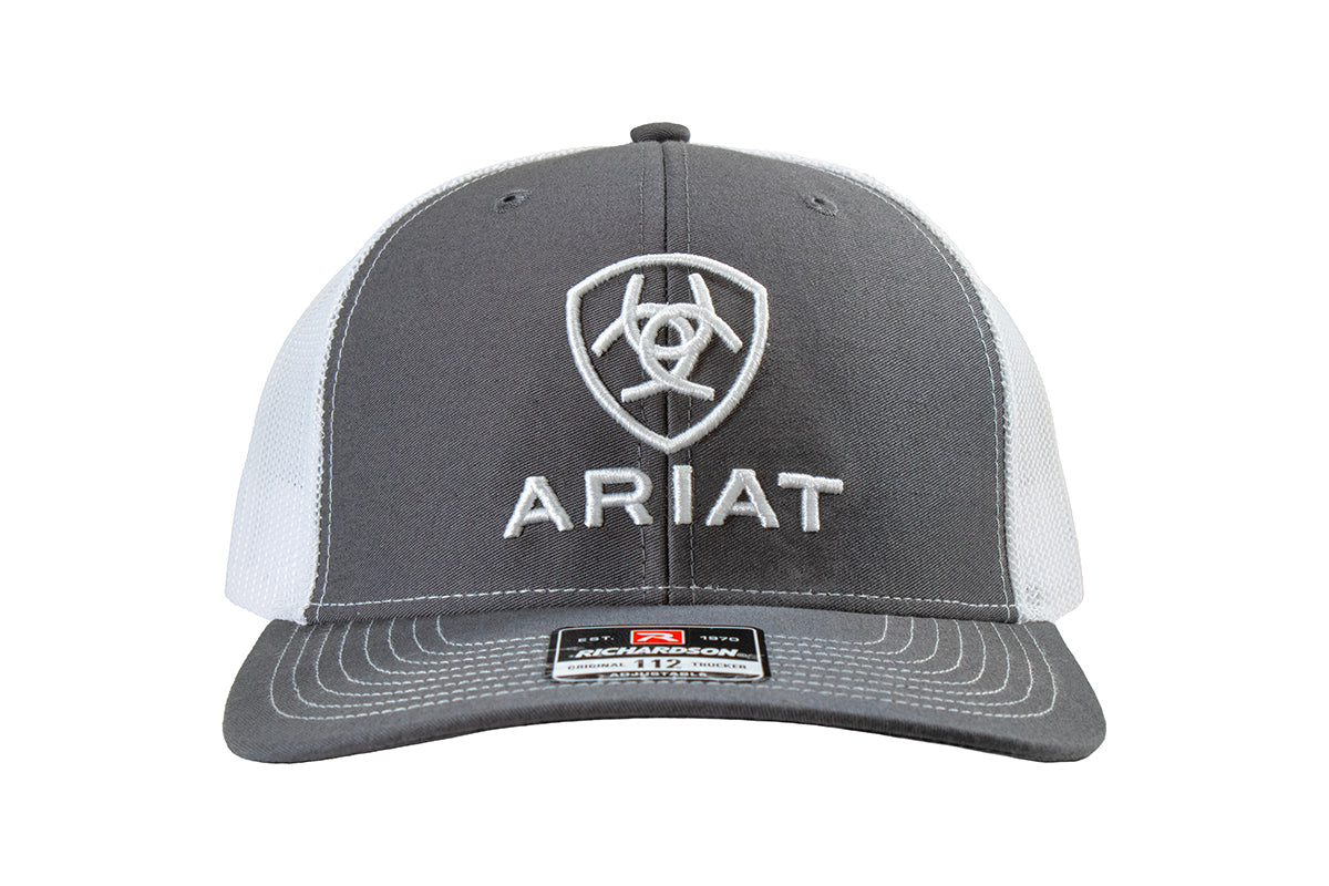 Ariat Mens Richardson 112 Shield Logo Mesh Snapback Cap Grey A300003206 - view 3