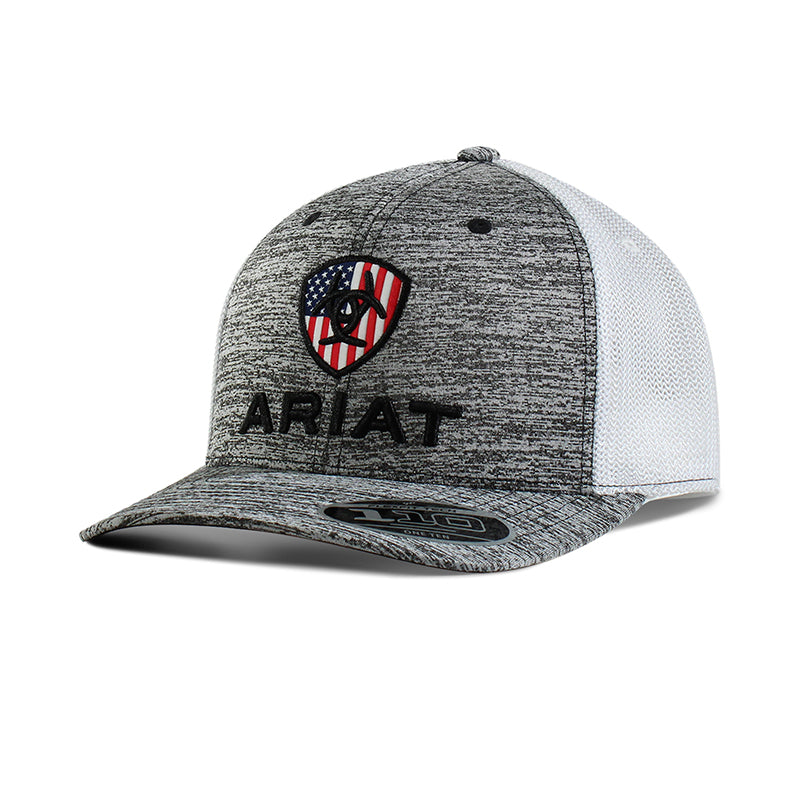Ariat Mens Flexfit 110 USA Flag Shield Mesh Snapback Cap Grey A300005906 - view 2