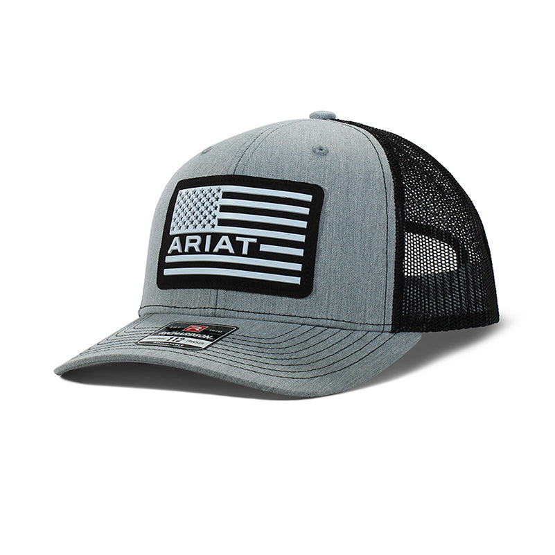 Ariat Mens Richardson 112 USA Flag Logo Mesh Snapback Cap Grey A300012706 - view 2