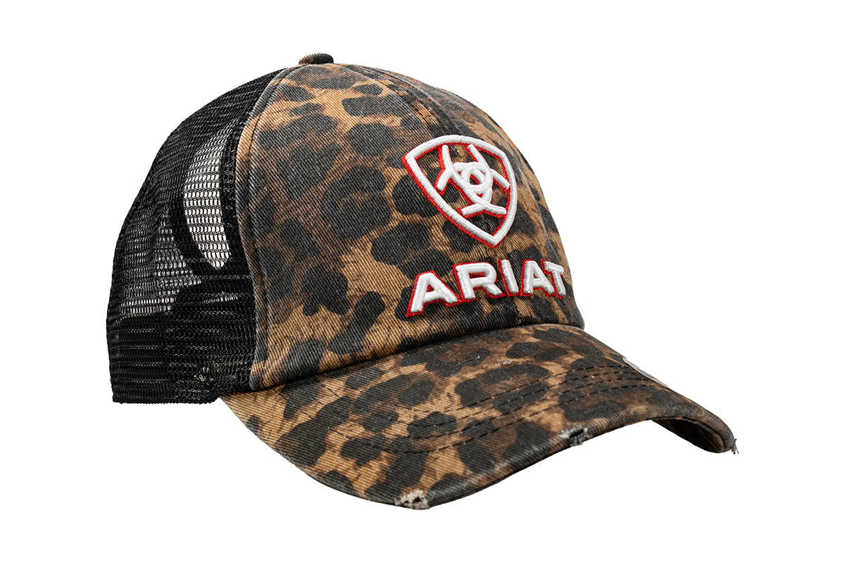 Ariat Womens Ponyflo Leopard Print Shield Hook-and-Loop Cap Black A300031001 - view 2