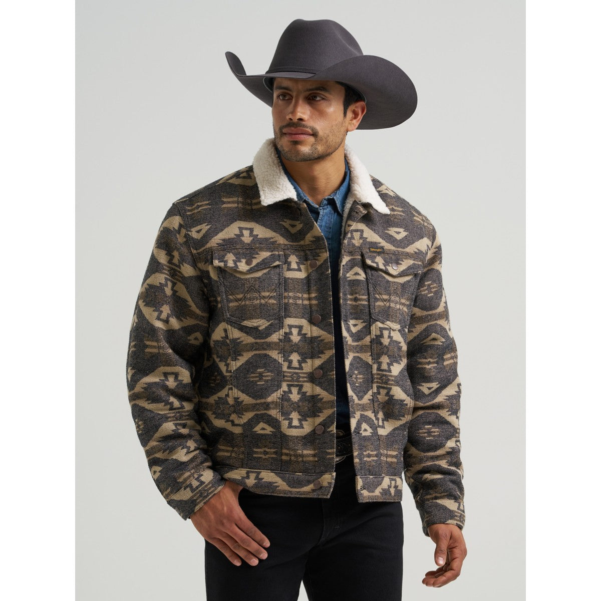 Wrangler Mens Jacquard Jacket - Sherpa Lined 112381945