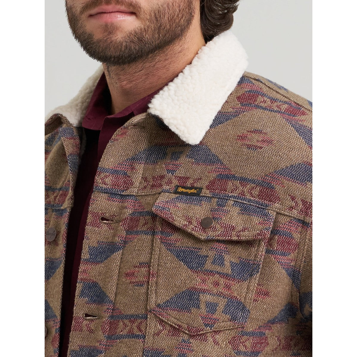 Wrangler Mens Jacquard Jacket - Sherpa Lined 112381904