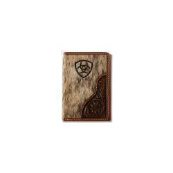 Ariat Mens Floral Embossed Hair On Trifold Wallet - A3564402