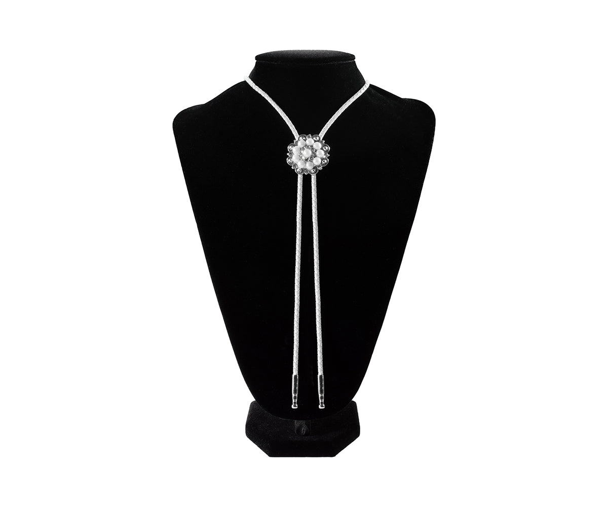 Clear Pearl Crystal Adult Bolo Tie - 22433