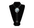 Turquoise Stone Beaded Edge Adult Bolo Tie - 22435