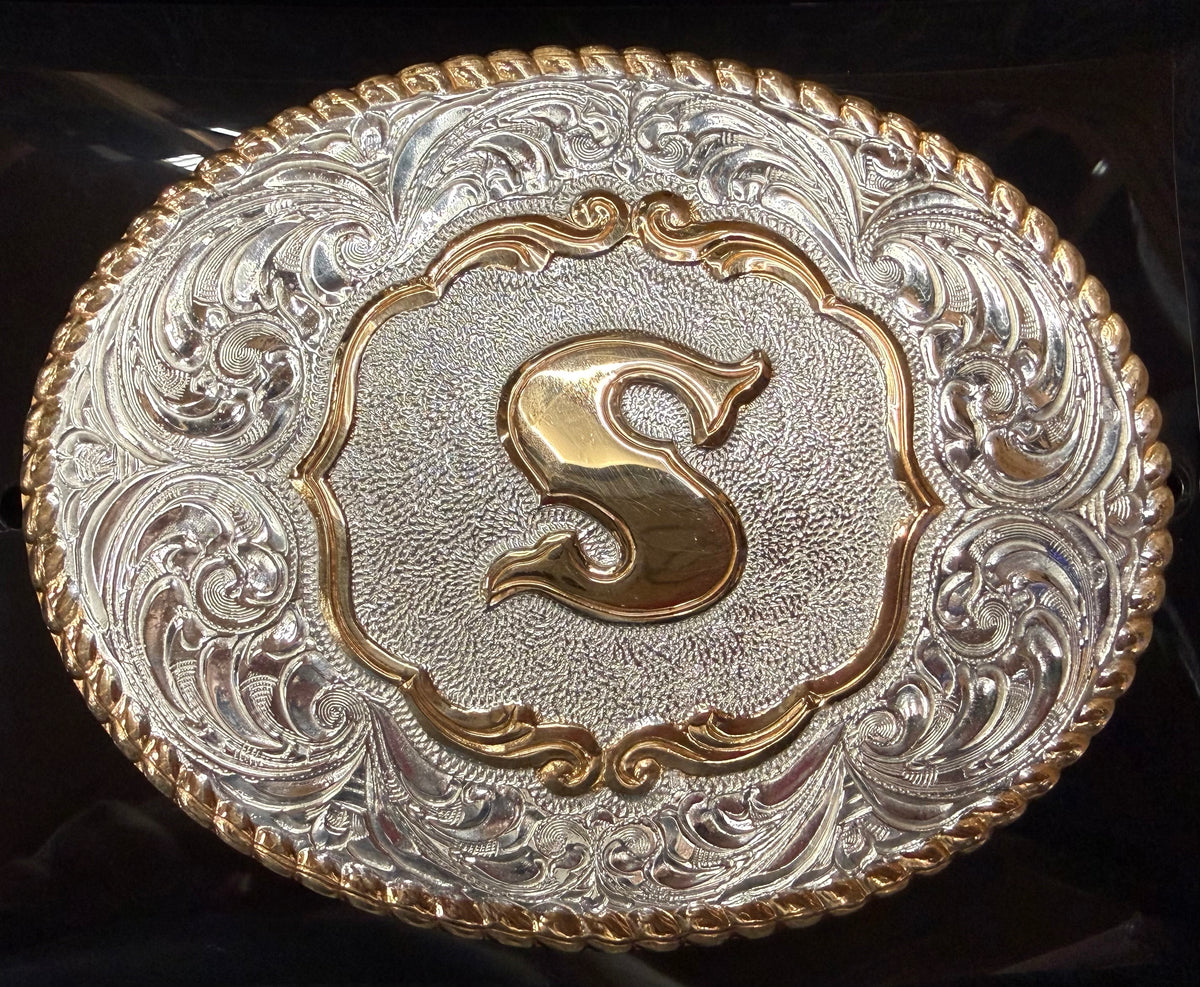 Nocona Oval Initial S Belt Buckle-37072-S