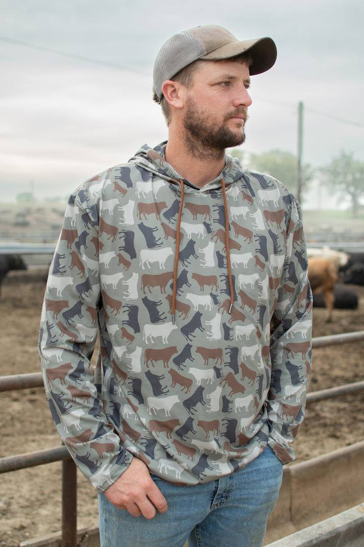 American Farm Company Mens Cam Cow Performance Hoodie - MH02