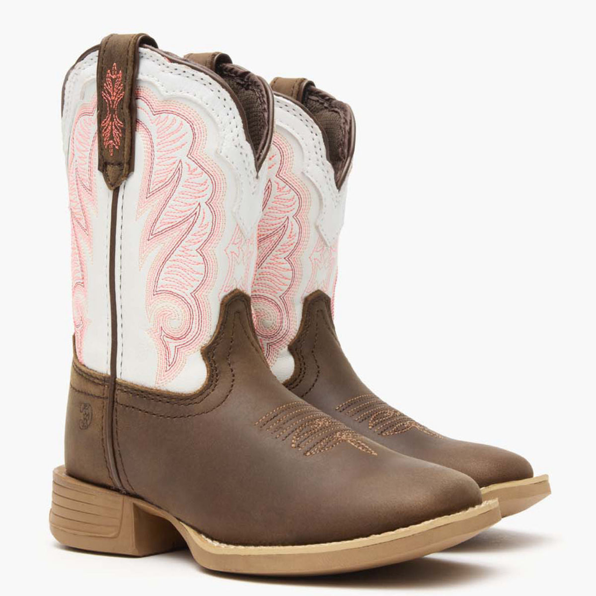 Durango Kids Lil' Rebel Pro Trail Brown and White Western Boot-DBT0242C