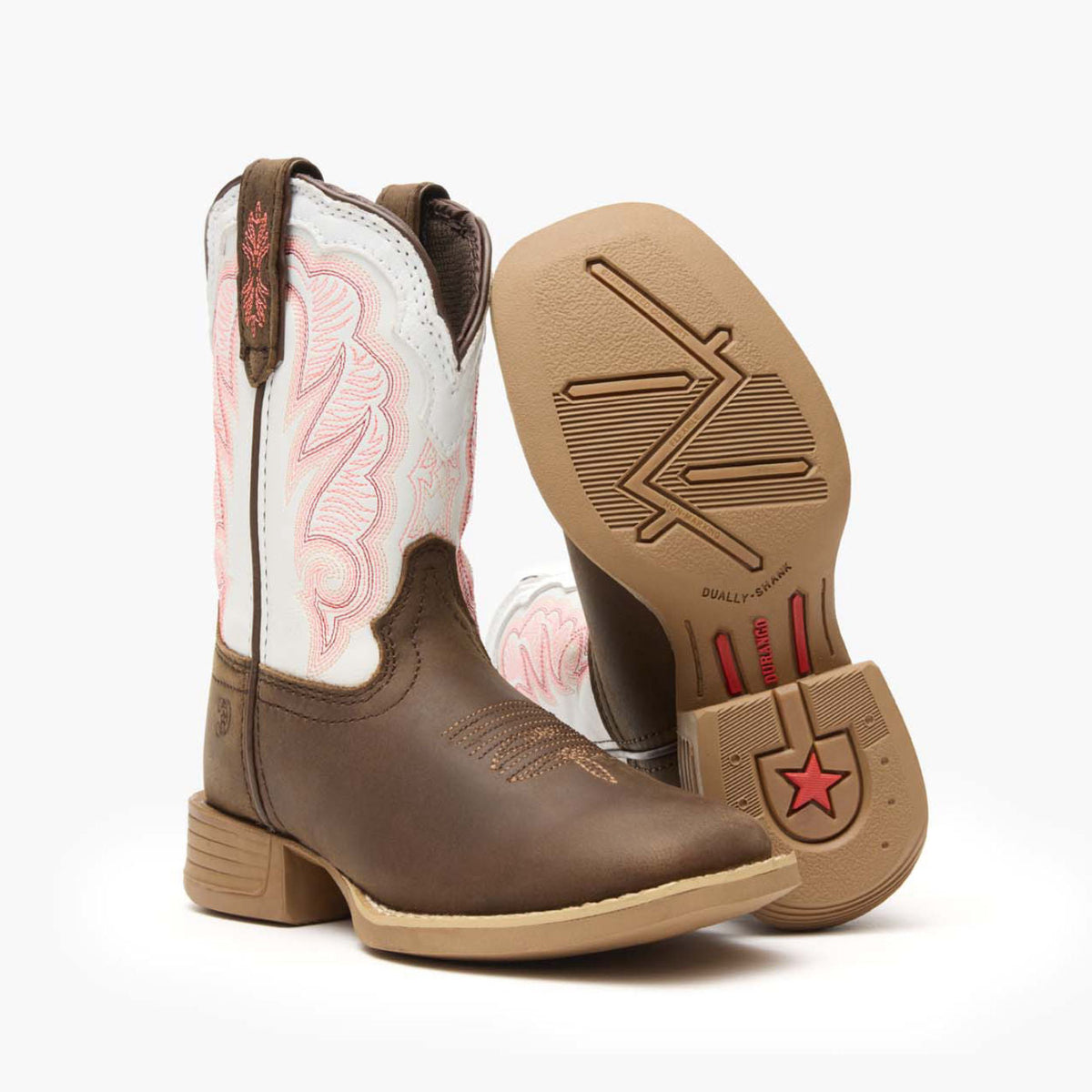 Durango Kids Lil' Rebel Pro Trail Brown and White Western Boot-DBT0242Y