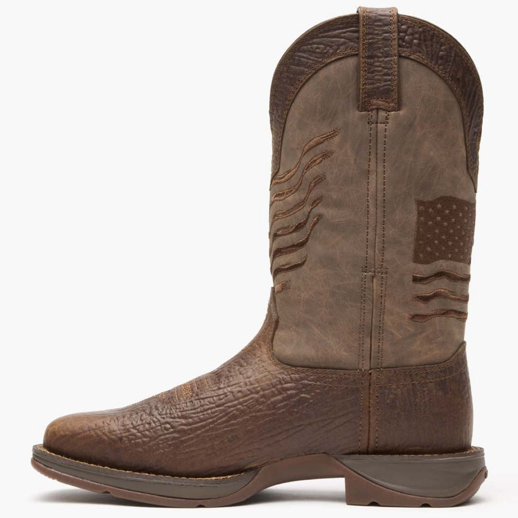 Durango Mens Rebel Brown Distressed Flag Embroidery Western Boot-DDB0314
