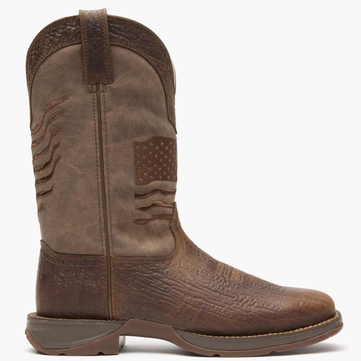 Durango Mens Rebel Brown Distressed Flag Embroidery Western Boot-DDB0314