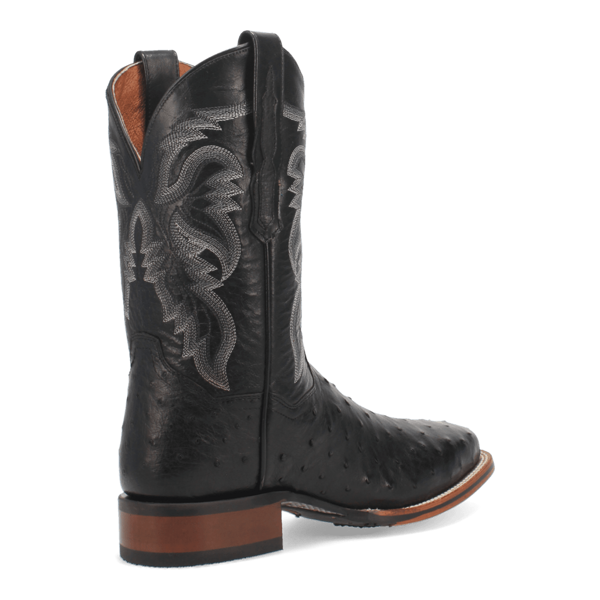 Dan Post Mens Alamosa Full Quill Ostrich Leather Western Boot Black-DP4873