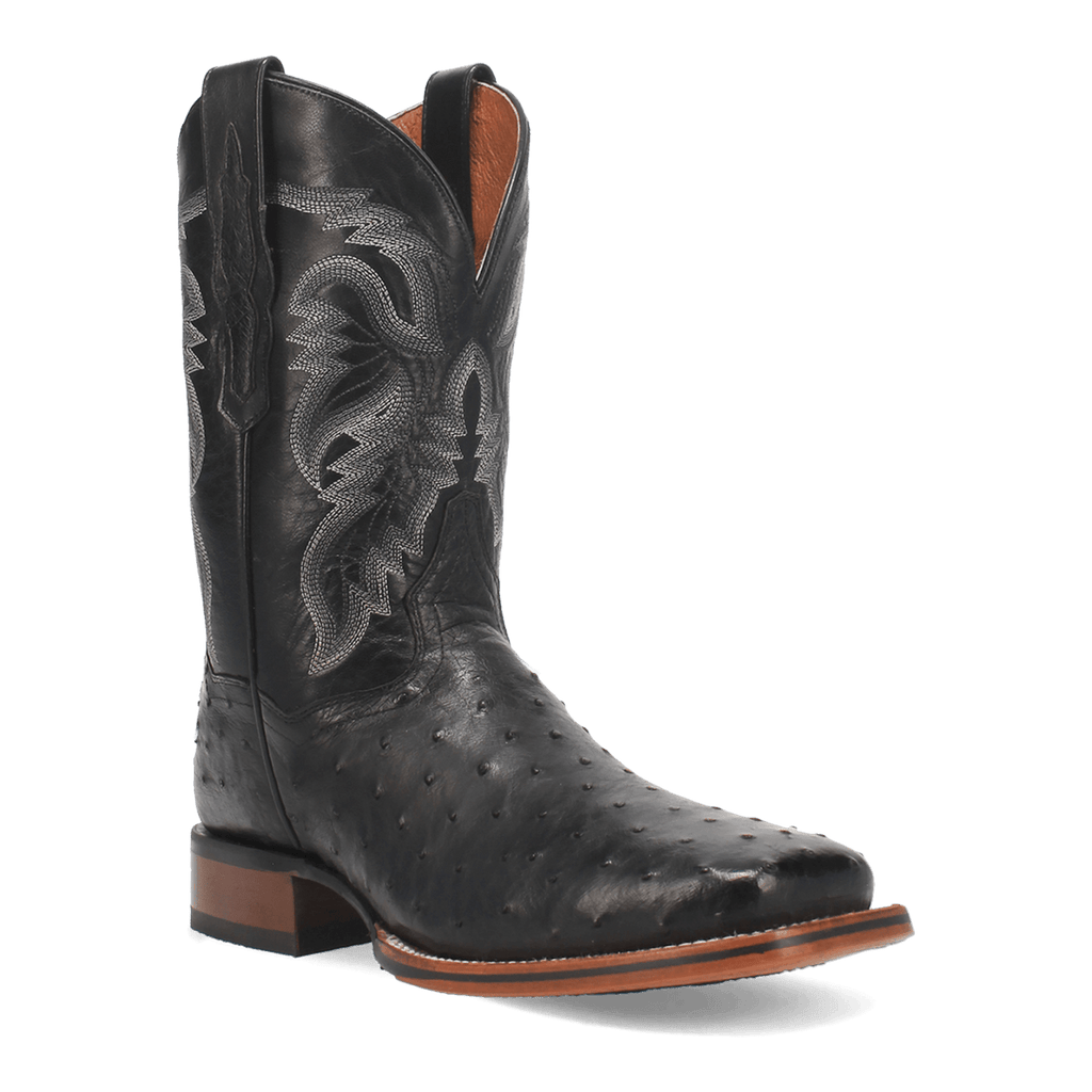 Dan Post Mens Alamosa Full Quill Ostrich Leather Western Boot Black-DP4873