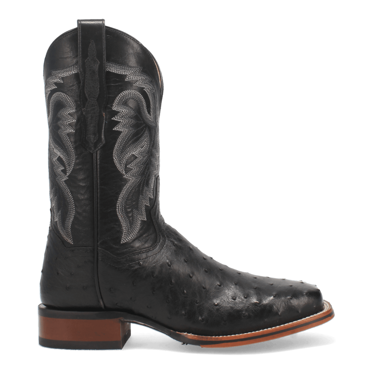 Dan Post Mens Alamosa Full Quill Ostrich Leather Western Boot Black-DP4873