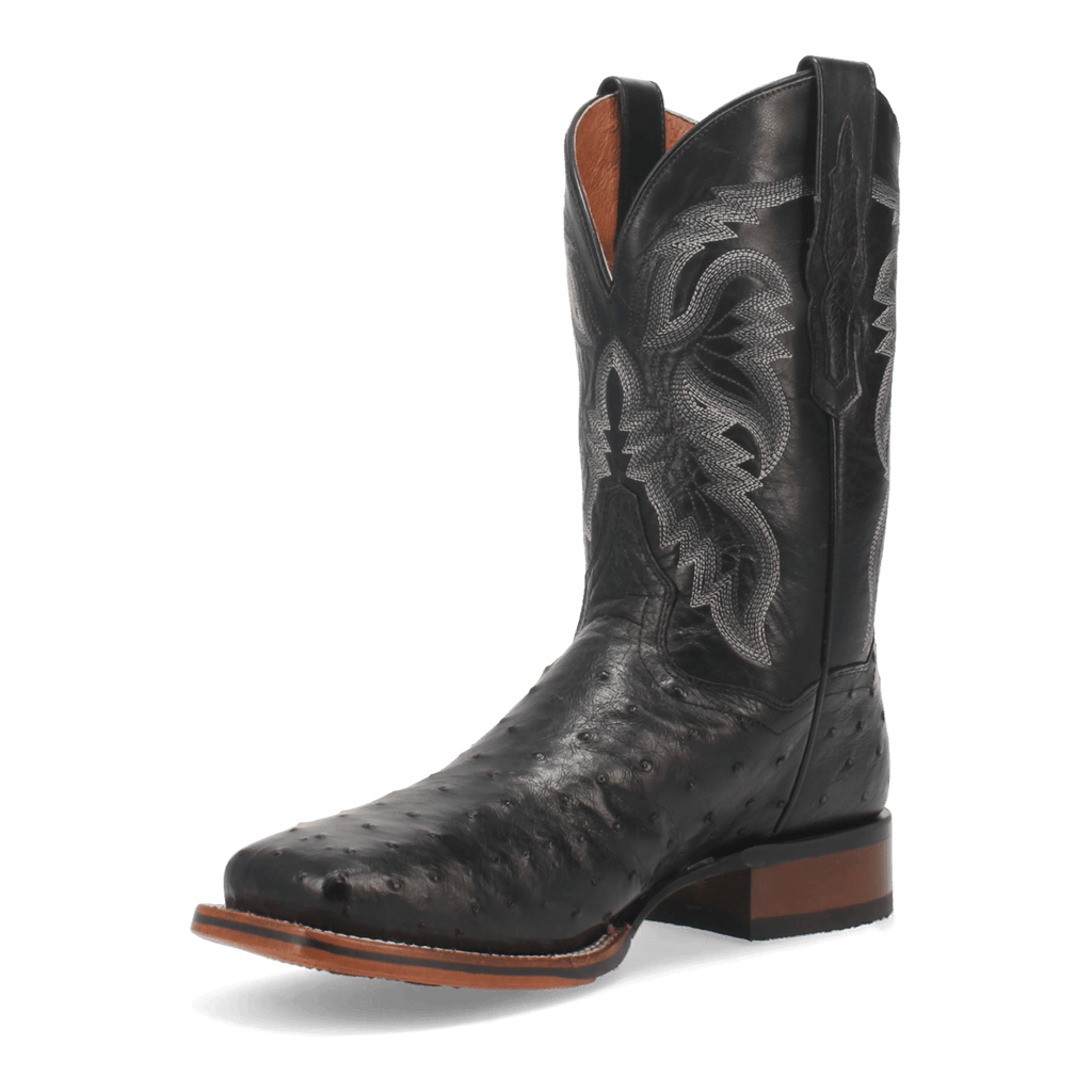 Dan Post Mens Alamosa Full Quill Ostrich Leather Western Boot Black-DP4873