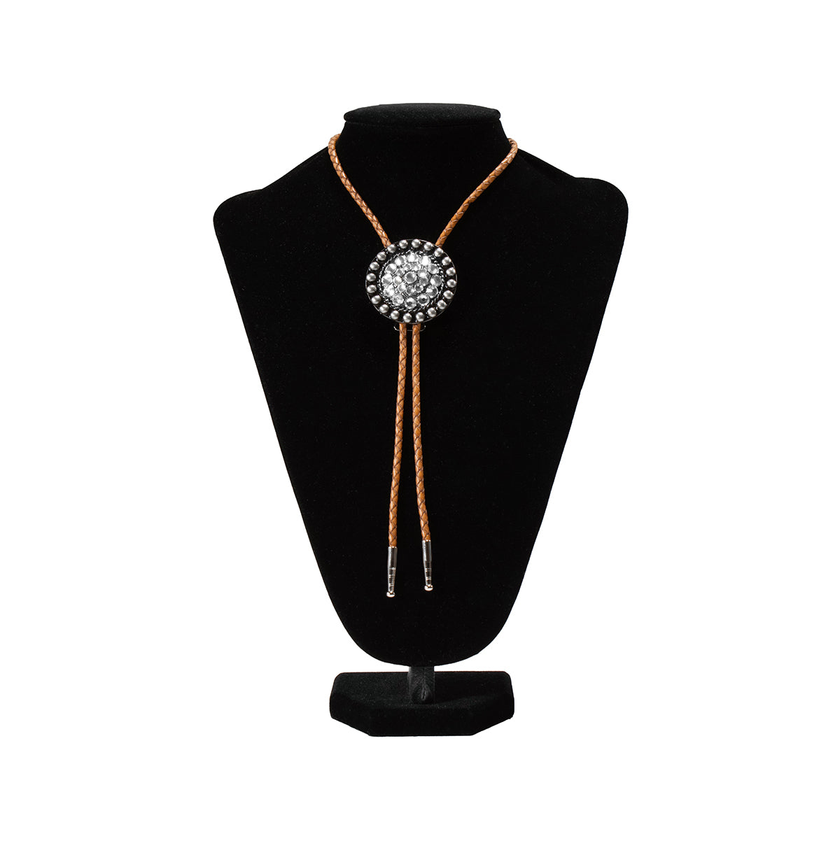 Double S Clear Crystal Center Adult Bolo Tie - 22419