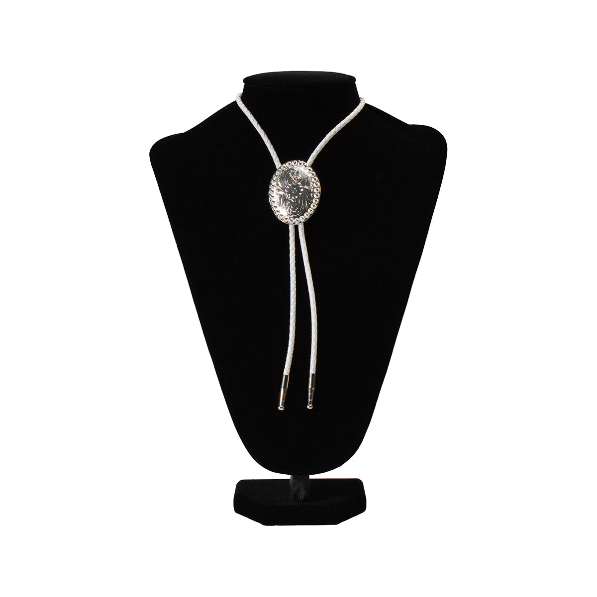 Double S Floral Oval Beaded Edge Adult Bolo Tie - 22420