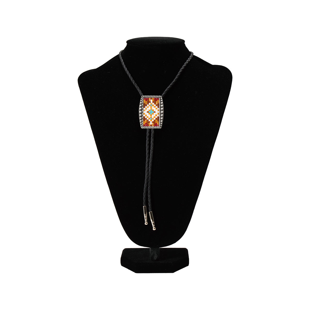 Double S Beaded Rectangle Adult Bolo Tie - 22422