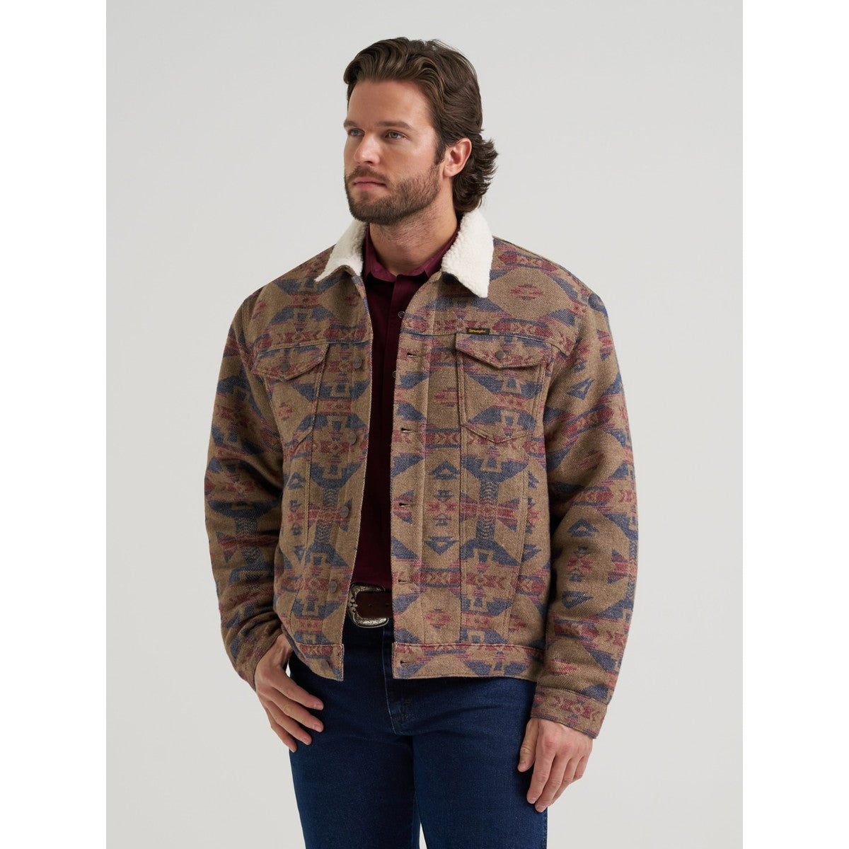 Wrangler Mens Jacquard Jacket - Sherpa Lined 112381904