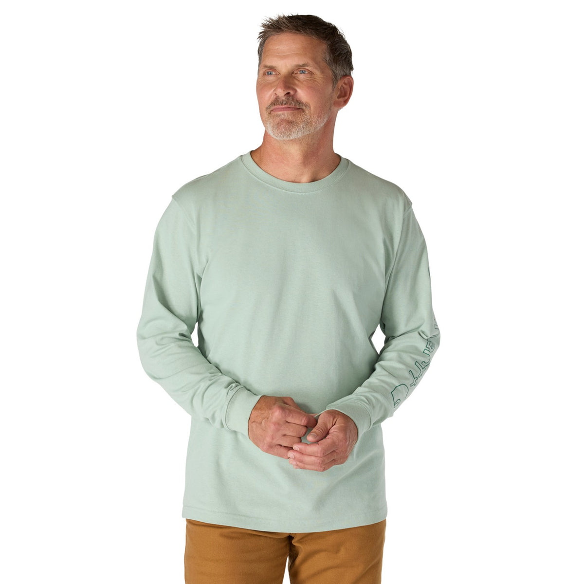 Carhartt Mens Loose Fit Heavyweight Long-sleeve Logo Sleeve Graphic T-shirt K231-GL3 - view 2