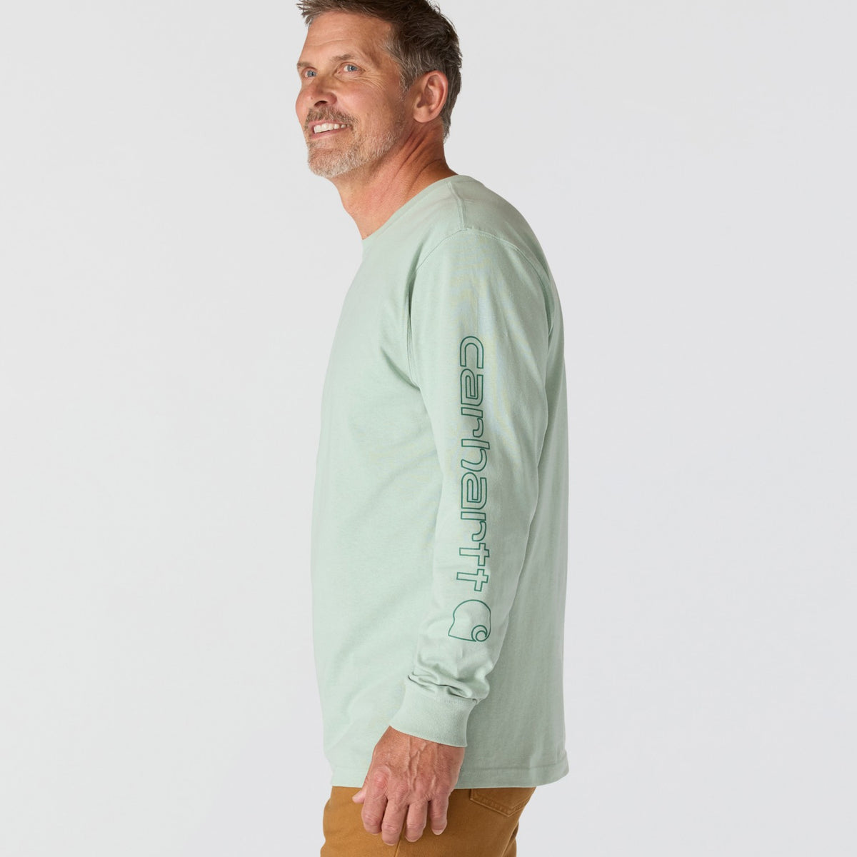 Carhartt Mens Loose Fit Heavyweight Long-sleeve Logo Sleeve Graphic T-shirt K231-GL3 - view 3